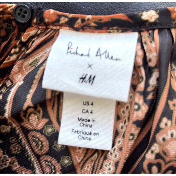 Richard Allen x H&M Paisley Long Sleeve Blouse 4 - Picture 5 of 5